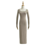 Trendy Women's Wear Pure Desire Spicy Girls Hollowed-Out Dress Autumn And Winter New Stature High Elastic Tight Hip Dress-Outfit