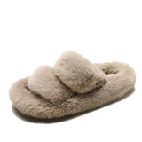 Fluffy Home Slippers Women Faux Fur Slippers Cozy Furry Slides Open Toe Slip on Soft Slippers House Floor Plush Warm