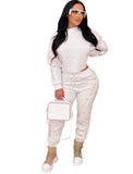 Winter Casual O-Neck Long Sleeves Solid Top And Pant 2 Piece