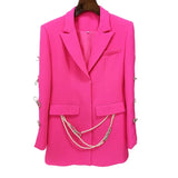 Dyed Fabric 2025 New Temperament Design Sleeve Hollow Diamond Bow Pearl Suit