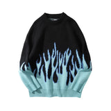 Hip Hop O-Neck Mens Sweater Color Bloack Branches Print Couple Sweaters Oversize Pullover Loose High Street Harajuku