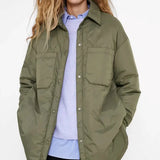 Shirt Jacket Coat Winter Casual Oversize Thick Warm Coats Za Fashion Loose Pocket Light Parkas Female Long Straight