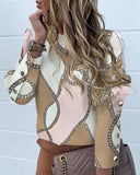 Ebaywish Explosion Ins Net Red Long-Sleeved Round Collar Metal Buckle