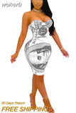 Dollar Print Pink Mini Dress for Women Elegant Halter Lace Up Bodycon Evening Club Party Dresses y2k Clothes Hot Girls-Outfit