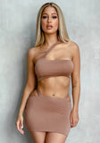 Sexy Sleeveless Crop Top Solid MiniTwo Piece Skirt