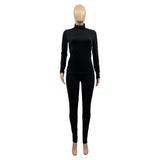 Wear Solid Autumn Tracksuit Women Casual Turtleneck Long Sleeve Pullover Top and Pants Slim Two Piece Set Basic Outfits-Outfit