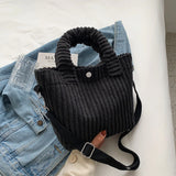 Fashion Corduroy Women's Bag 2022 Trend New Handbags Niche Versatile Bucket Shoulder Bags Female Nylon Button Crossbody