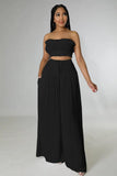 Casual Crop Top And Loose Pant Two Piece