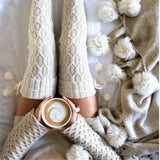 Winter Knitted Cotton Stocking Warm Thigh High Over the Knee Socks Fashion Twist Cable