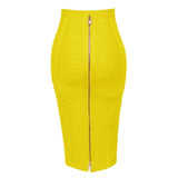 Quality Black Red Blue Orange Zipper Bodycon Rayon Bandage Skirt Day Party Pencil