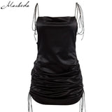 Fashion Women Solid Spaghetti Straps Backless Sleeveless Sexy Dresses Bottom Length Adjustable Ladies Casual Dress