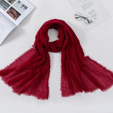 Muslim Women Crinkle Hijab Scarf Soft Solid Cotton Head ScarvesTurban Shawls and Wraps hijab femme musulman