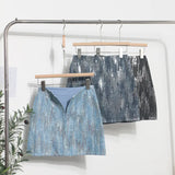 Real Shooting Hot Girl High Waist A Word Lysing Skirt New Flash Short Skirt Anti-Walking Step Bag Hip Skirt