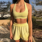 Fashion Sexy Women Halter Sleeveless Off Shoulder Skinny Crop Top Summer 2021 Mini Vest Basic Tees Casual Beach Tank