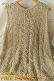 Out Dress Women Midi Knitting Vintage Loose Casual Sleeveless Summer Streetwear Vacation Aesthetic Female Simple Daily-Outfit