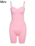 Kliou Body-Shaping Rompers Women Popular Classy Sheath Slim Sexy Cleavage Party Playsuit Solid Strapless Camisole Clubwear