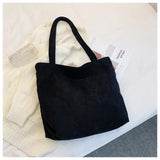 Large-capacity Corduroy Shopping Bags New Art Canvas Shoulder Bag Female Fashion Simple and Versatile Handbags for Women