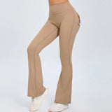 Woherb Peach Lift Hip Yoga Bell Pants Fitness Exercise Wide Leg Micro Pants High Waist Quick Dry-Outfit