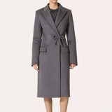 Autumn And Winter New Star Fashion Repair Bow Long Hair Wool Wool Wool Wool Wool Wool Woolen Coat Gray Coat