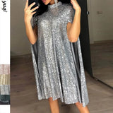2025 New Small Tie-Collared Bright Dress Loose Women's