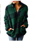 Autumn And Winter Explosion Coat Loosely Thick Lattice High-Necked Plush Coat Coat