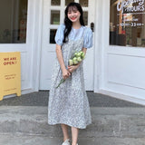 Dress Women Korean Style Floral Shirring Casual Summer Holiday Sweet Preppy New Elegant Simple Female Breathable Ins-Outfit