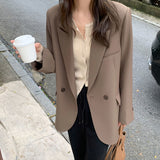 Woherb Version Of The Suit Jacket Female 2024 Autumn New Loose Casual Joker Net Red Small Suit Jacket Female Tide-Outfit