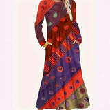 New Wish Spring Round-Collar Explosion Casual Fashion Long-Sleeved Print Long Dress