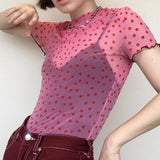 Woherb Style 2024 Autumn Love Mesh Sexy Cute Wind Crop Short Jacket Female A Hair-Outfit