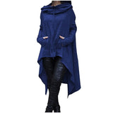 Irregular Hem Hoodies Causal Plus Size Sweatshirt Cloak Fashion Drawstring Pocket Oversize Female Hooded