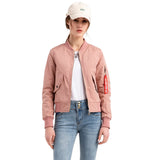 Solid Bomber Jacket Women Zipper Pockets Casual Coats Pockets Solid Zipper Long Sleeve Chaqueta Mujer