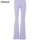 Purple Flared Trousers Woman Fashion Tight Boot Cut High Waist Pants Skinny Casual Bell Bottom Pants 2021 Autumn Vamos Todos-Outfit