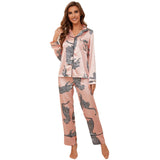 Woherb Women's Home Clothing Autumn And Winter Animal Long Sleeve Shirt Trousers Two Sets Of Pajamas Female TK-Outfit