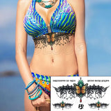 Temporary Tattoo Sticker Totem Flower Arrow Color Sexy Chest Back Fake Tatoo Waterproof Flash Tatto Body Art for Woman