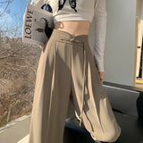 New Chinese Style Suit Pants Women Spring And Autumn Small High-Waist Hanging Straight Casual Narrow Version Of Broad Leg