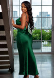 Formal Strap Sleeveless Solid Satin Backless Evening