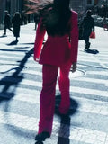 2023 Spring Summer 2 pieces sets Fashion Blazers Suit Coats ang Trousers Female Street Solid Belt Elegant Suits Clothing-Outfit