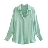 Spring Style New Spring Satin Texture Classic Shirt 7969046-Outfit
