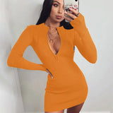Knitted Cotton Dress Slim Skinny Long Sleeve Elegant Casual Ladies Autumn Sexy Mini Dress Women Black Party