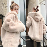 Imitation Otter Fur Women Coat Thick Warm Casual Streetwear Solid Overcoat