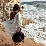 Beach Caftan Dress Cover-ups White Cotton Beach Dress Tunic For Women Pareo Beach Swimsuit Cover up Sexy