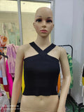 Woherb Cross Hanging Neck Knit Sling Small Vest Bare Back Tight Show Thin Bandage Wipe-Outfit