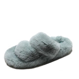 Fur Slippers Furry Fuzzy Home Slippers Ladies Slip on Indoor Slides Soft Thick Bottom Fluffy Slippers Warm Shoes Flats