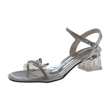 Word With Sandals Women's Summer 2025 New Crystal Heel With Skirt Temperament Silver High