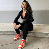 White Long Sleeve Sexy Rompers Women Jumpsuit Casual Hollow Out Lace Up Bodycon Jumpsuits 2022 Femme Workout