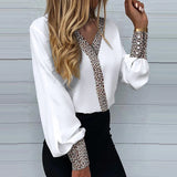 Fashion Leopard Printed Blouse Flared Sleeve Office Shirts Women Spring V-Neck Moda Shirt Female Tops Women 2022 New Year