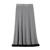 Mink Hair Half-Length Skirt Children's Autumn And Winter Korean High-Waisted Hip-Covering Knitted Skirt Medium-Long Agaric Pleated Skirt-Outfit