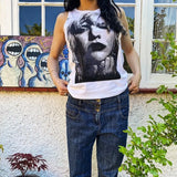 Gothic Women Mini Vest E-Girl Clothes Face Graphic Print Crop Top Summer Sleeveless Sweat Tank Top 90s Vintage