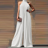 Fashion Women Jumpsuits 2022 Summer Pleated Wide Leg Overalls Casual Solid Sleeveless Loose Button Up Oversized Rompers
