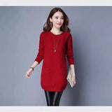 Woherb Korean Version Of The Long Round Collar Long Sleeve Slim Sleeve Knit Bottom Shirt Autumn And Winter New Pure Color Sweater Female Tide-Outfit
